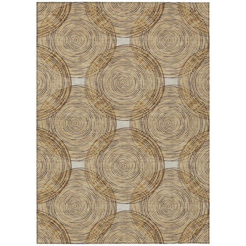 10' X 14' Gold And Ivory Geometric Washable Indoor Outdoor Area Rug Homeroots Outdoor