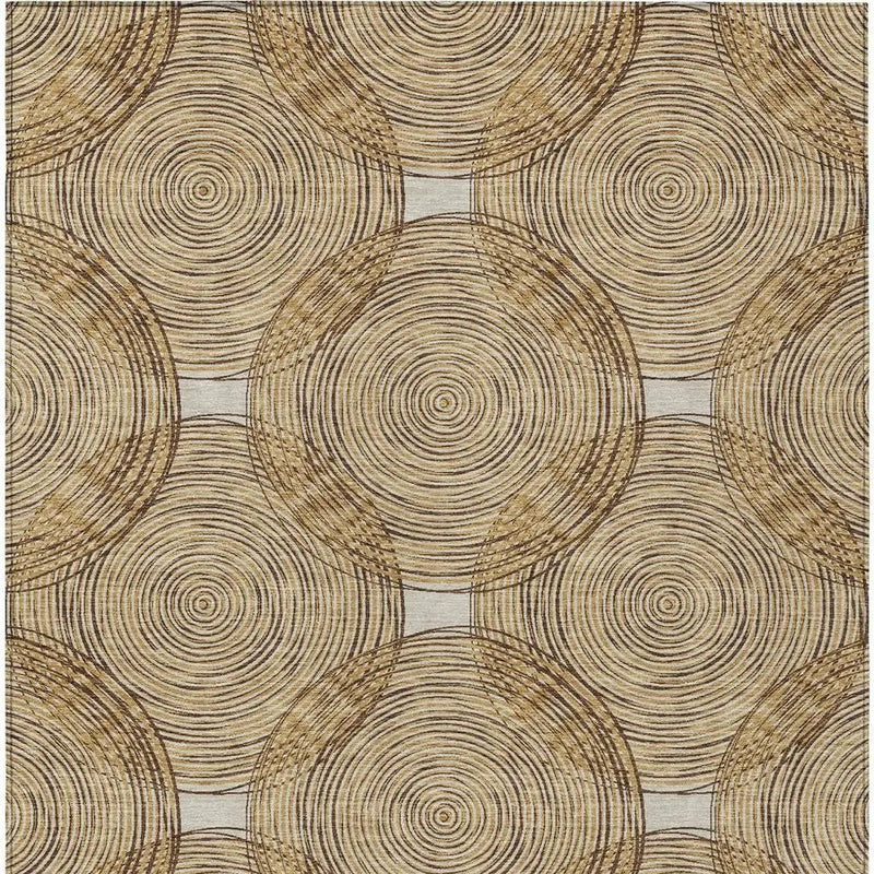 10' X 14' Gold And Ivory Geometric Washable Indoor Outdoor Area Rug Homeroots Outdoor