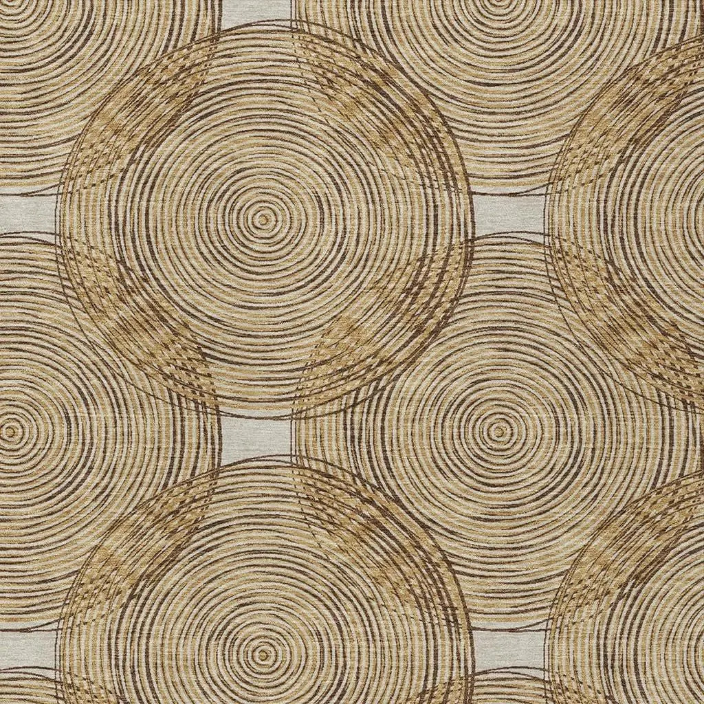 10' X 14' Gold And Ivory Geometric Washable Indoor Outdoor Area Rug Homeroots Outdoor