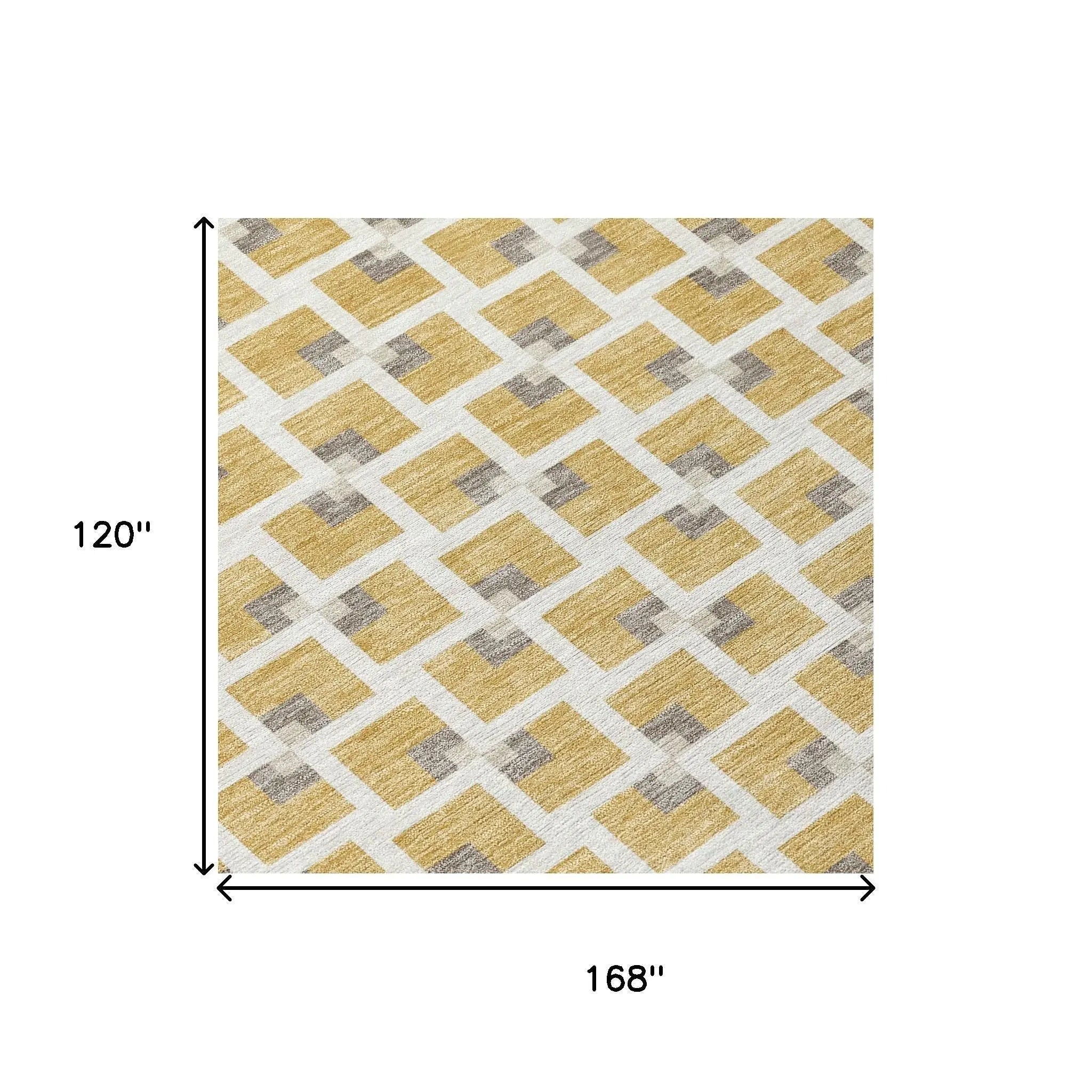 10' X 14' Gold And Ivory Geometric Washable Indoor Outdoor Area Rug Homeroots Outdoor