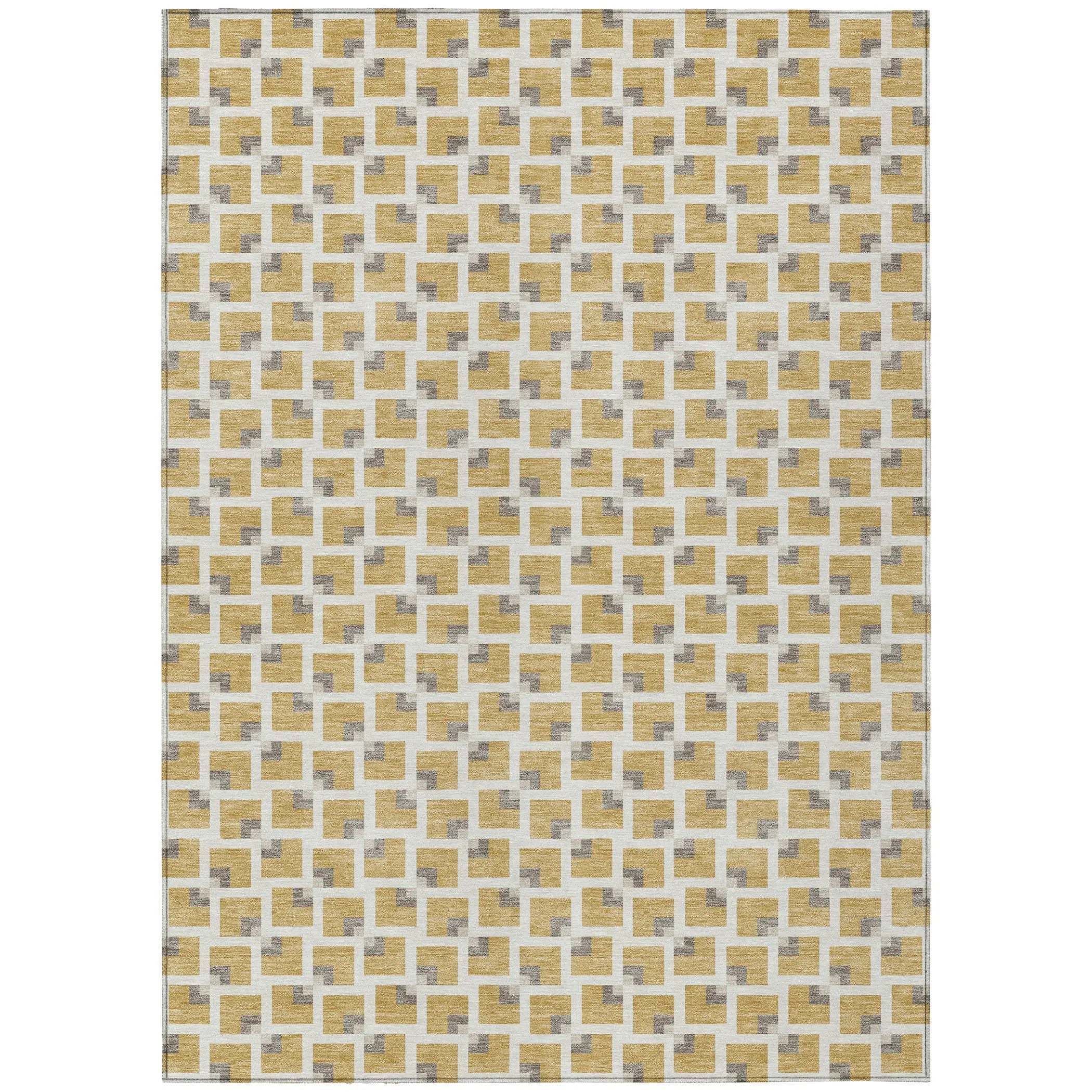 10' X 14' Gold And Ivory Geometric Washable Indoor Outdoor Area Rug Homeroots Outdoor