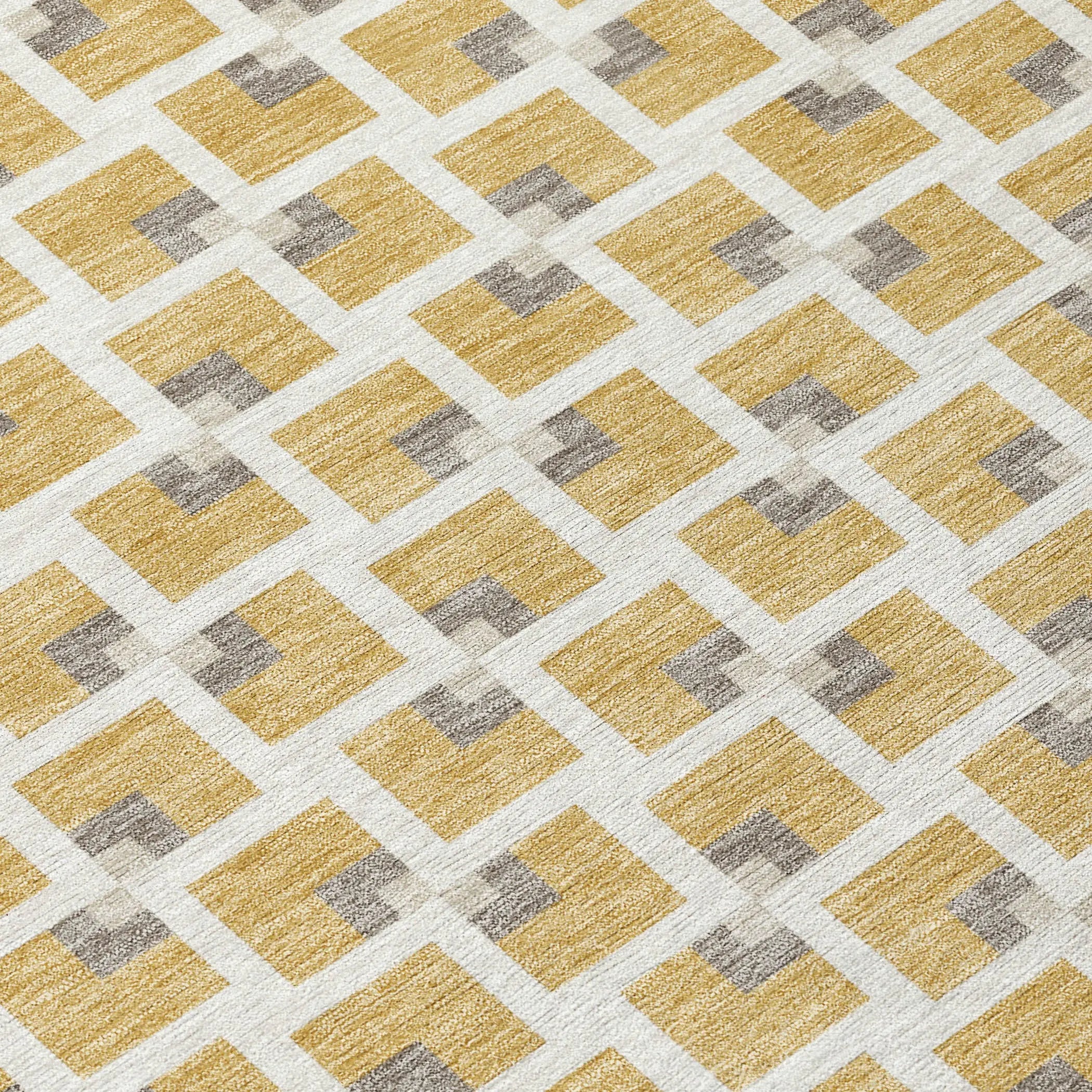 10' X 14' Gold And Ivory Geometric Washable Indoor Outdoor Area Rug Homeroots Outdoor