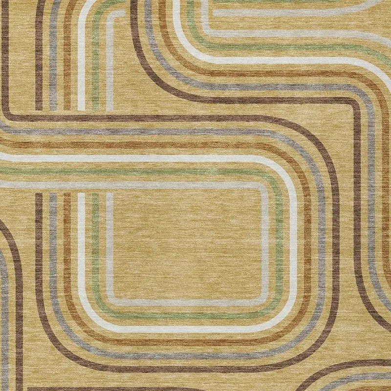 10' X 14' Gold And Ivory Geometric Washable Indoor Outdoor Area Rug Homeroots Outdoor