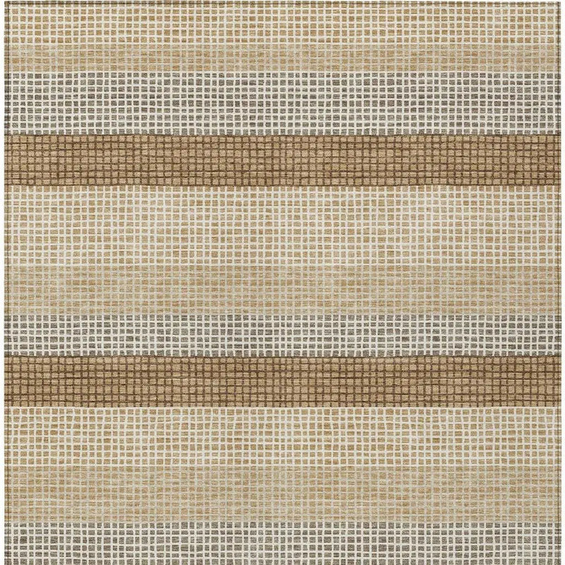10' X 14' Gold And Ivory Striped Washable Indoor Outdoor Area Rug Homeroots Outdoor