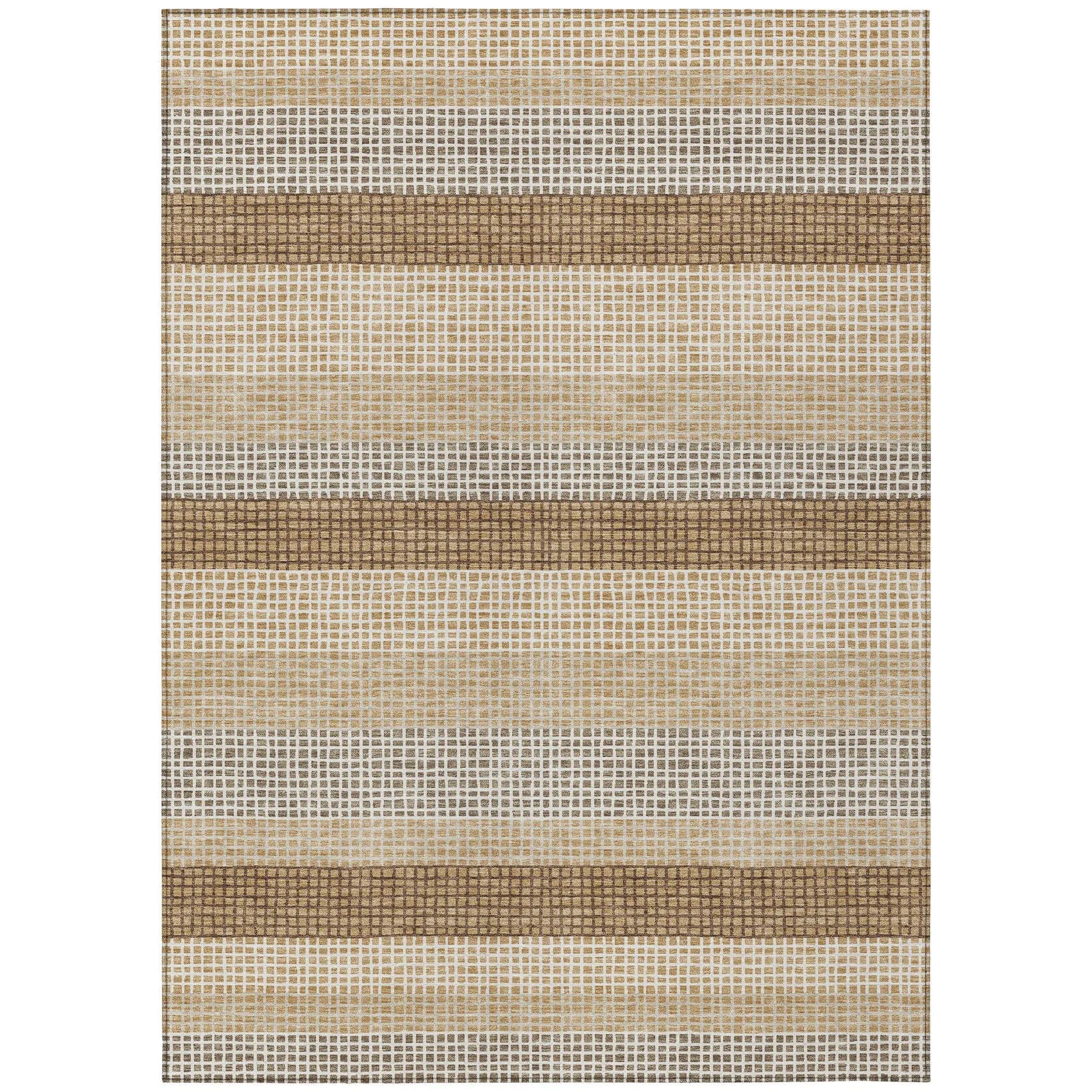 10' X 14' Gold And Ivory Striped Washable Indoor Outdoor Area Rug Homeroots Outdoor