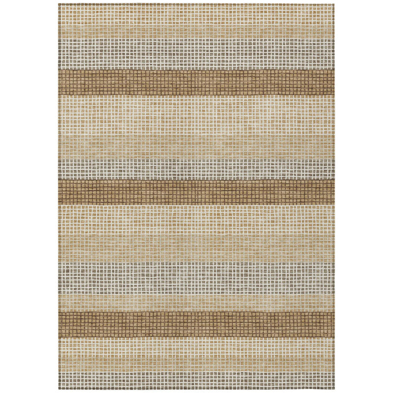10' X 14' Gold And Ivory Striped Washable Indoor Outdoor Area Rug Homeroots Outdoor