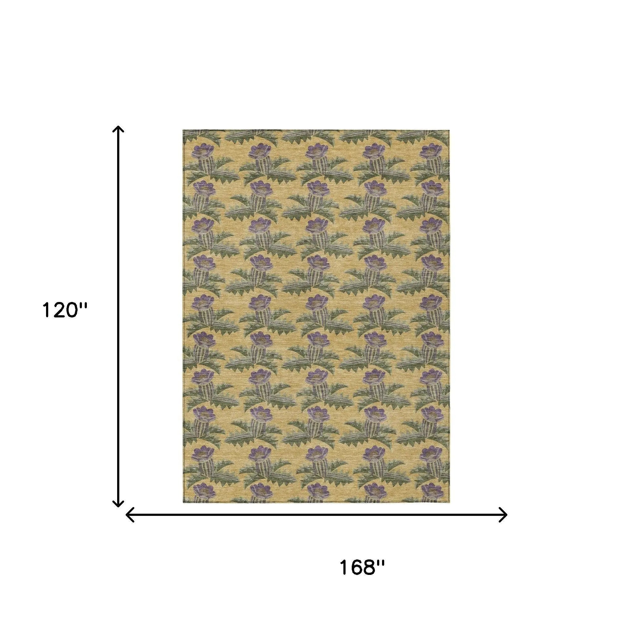 10' X 14' Gold And Khaki Floral Washable Indoor Outdoor Area Rug Homeroots Outdoor