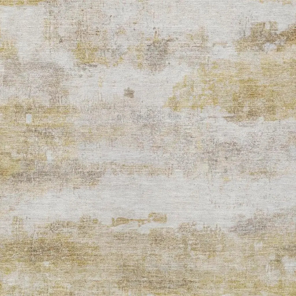 10' X 14' Gold And Linen Abstract Washable Indoor Outdoor Area Rug Homeroots Outdoor