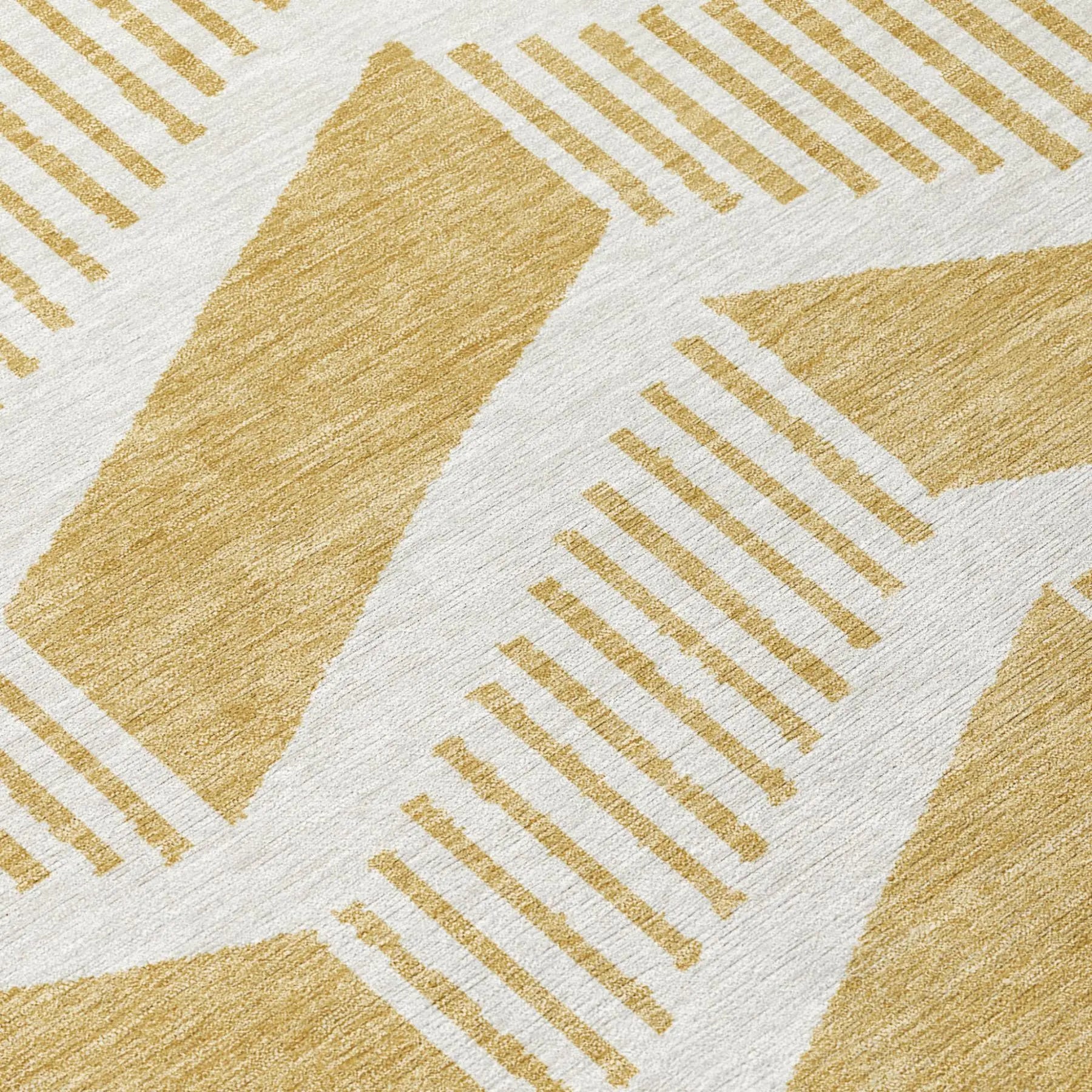 10' X 14' Gold And Linen Geometric Washable Indoor Outdoor Area Rug Homeroots Outdoor