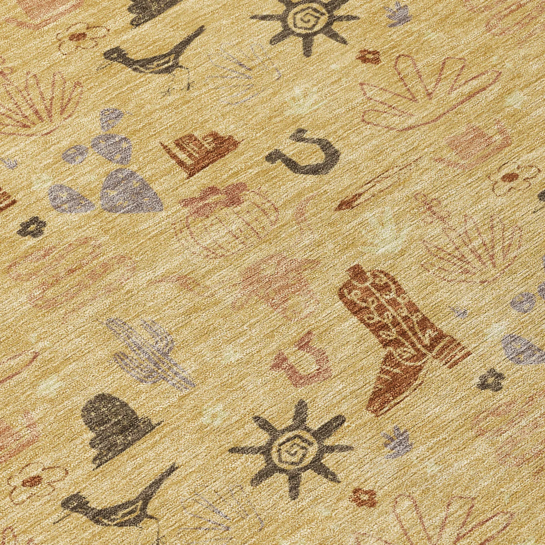 10' X 14' Gold And Orange Cactus Washable Indoor Outdoor Area Rug Homeroots Outdoor