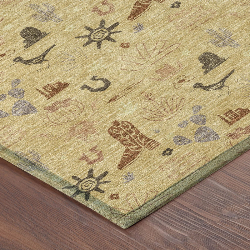 10' X 14' Gold And Orange Cactus Washable Indoor Outdoor Area Rug Homeroots Outdoor