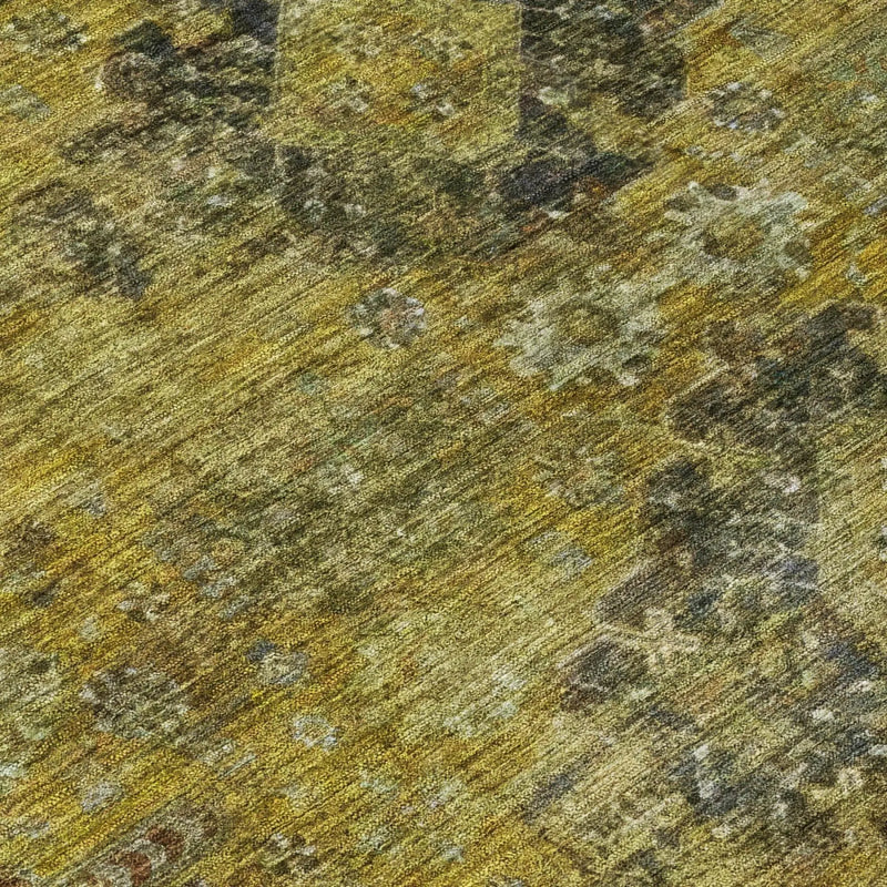 10' X 14' Gold And Walnut Oriental Washable Indoor Outdoor Area Rug Homeroots Outdoor