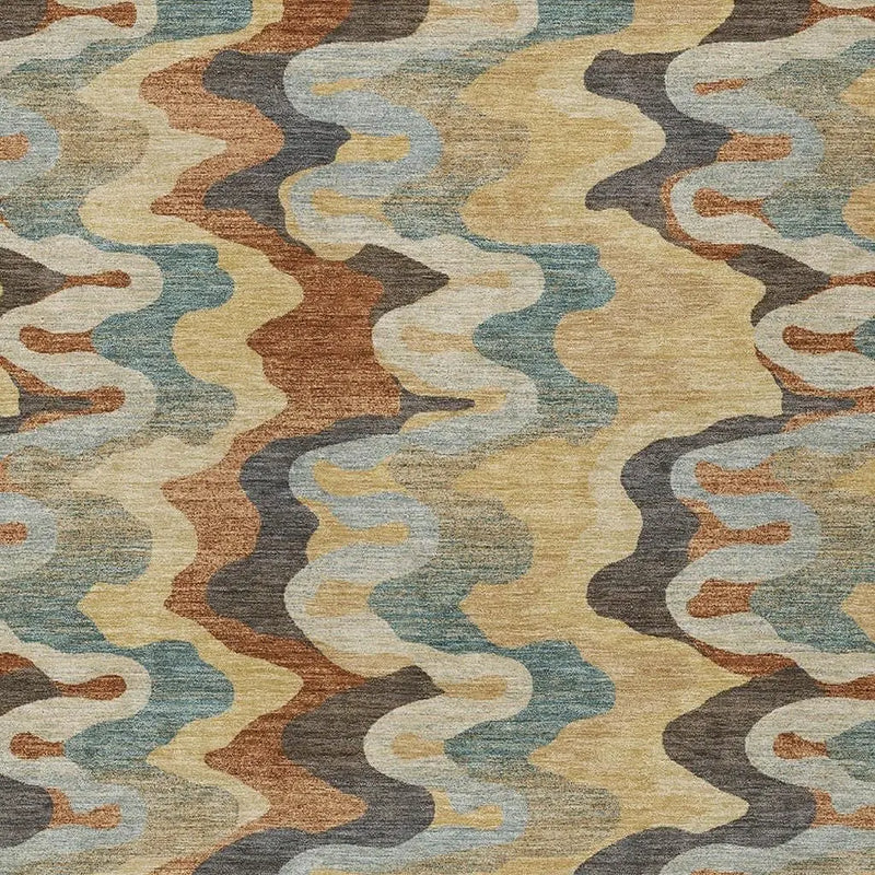 10' X 14' Gold And Wheat Abstract Washable Indoor Outdoor Area Rug Homeroots Outdoor