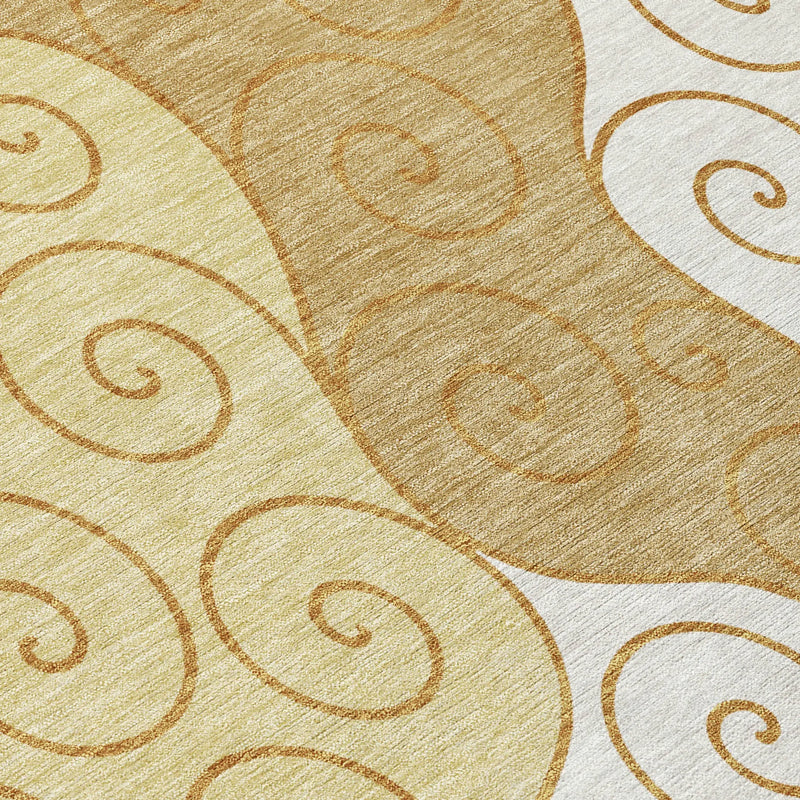 10' X 14' Gold And Wheat Abstract Washable Indoor Outdoor Area Rug Homeroots Outdoor