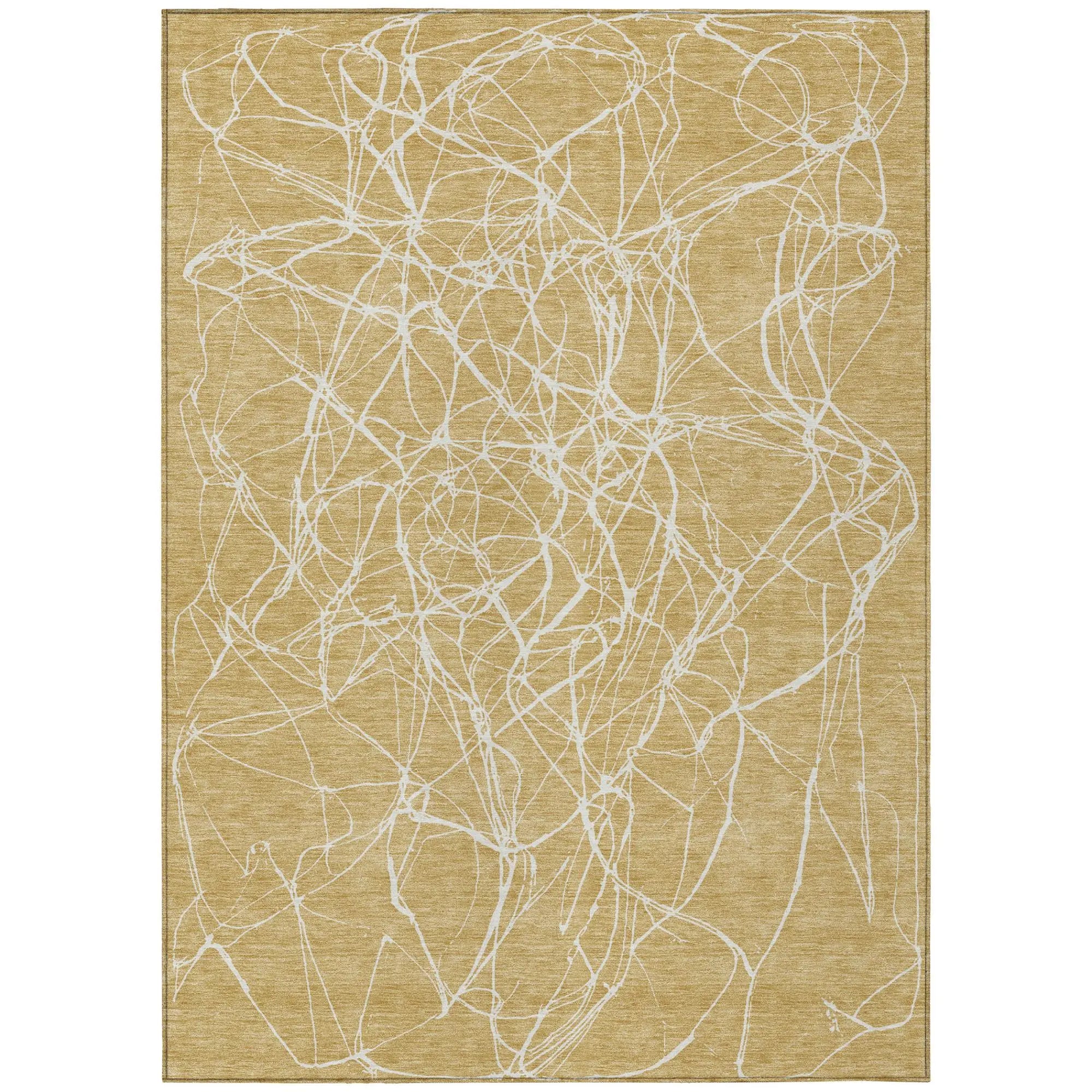 10' X 14' Gold And Wheat Abstract Washable Indoor Outdoor Area Rug Homeroots Outdoor