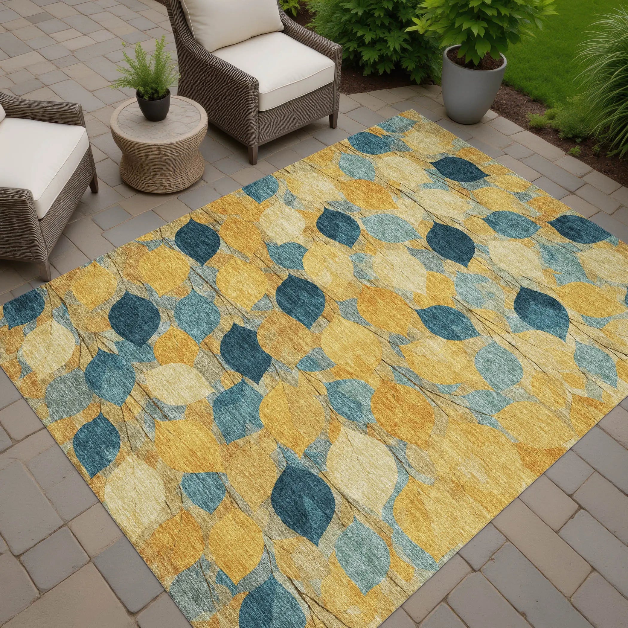10' X 14' Gold And Wheat Floral Washable Indoor Outdoor Area Rug Homeroots Outdoor