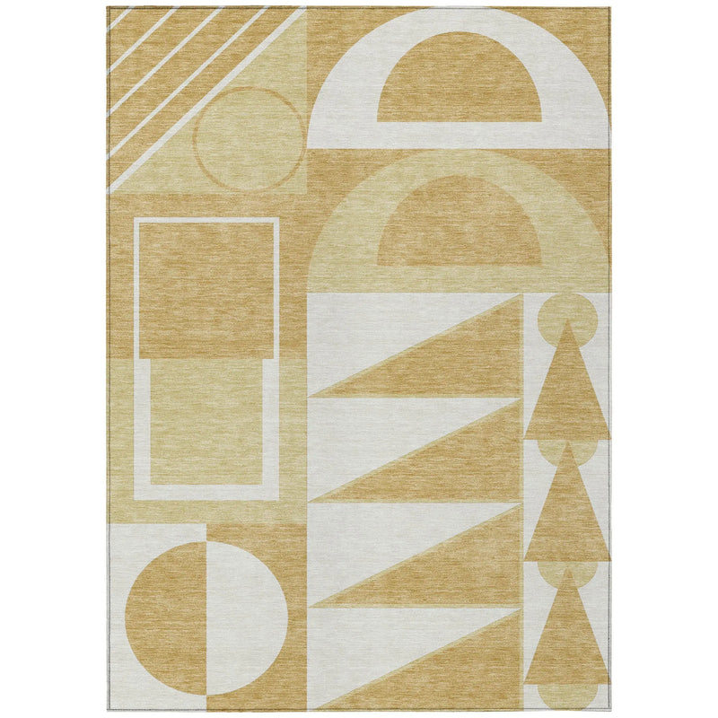 10' X 14' Gold And Wheat Geometric Washable Indoor Outdoor Area Rug Homeroots Outdoor