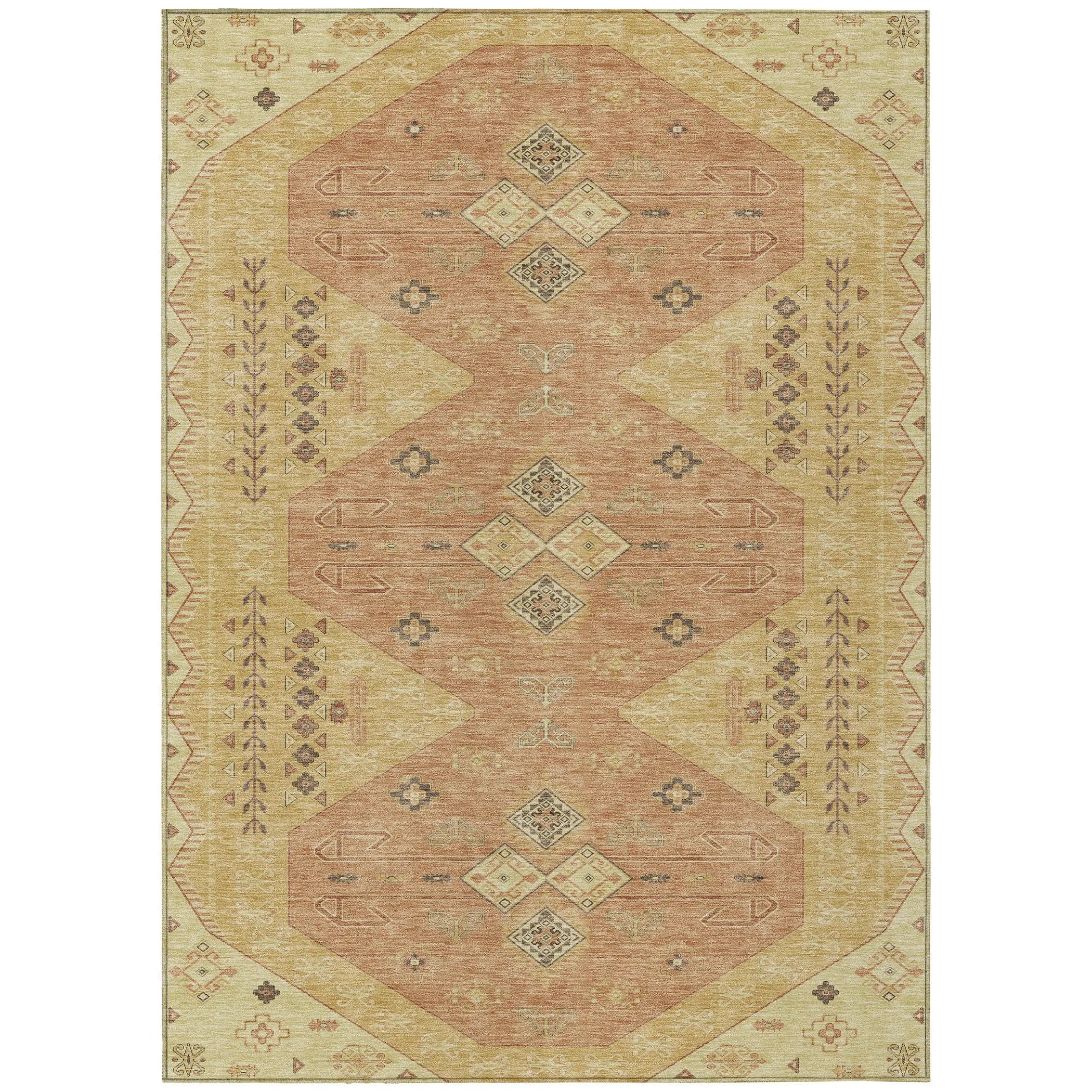10' X 14' Gold And Wheat Geometric Washable Indoor Outdoor Area Rug Homeroots Outdoor