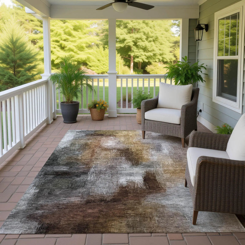 10' X 14' Granite Gray And Gray Abstract Washable Indoor Outdoor Area Rug Homeroots Outdoor