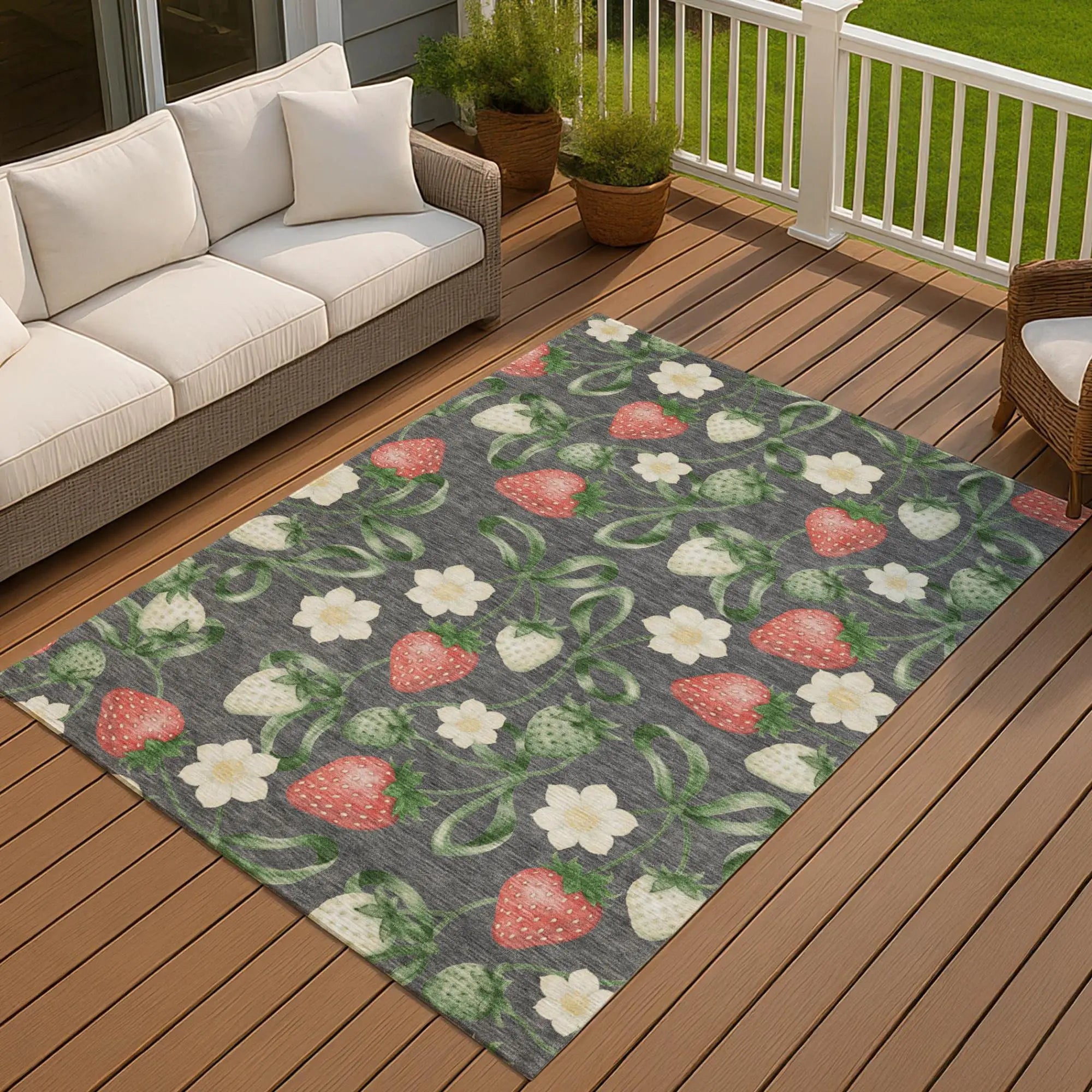 10' X 14' Graphite And Gray Floral Washable Indoor Outdoor Area Rug Homeroots Outdoor