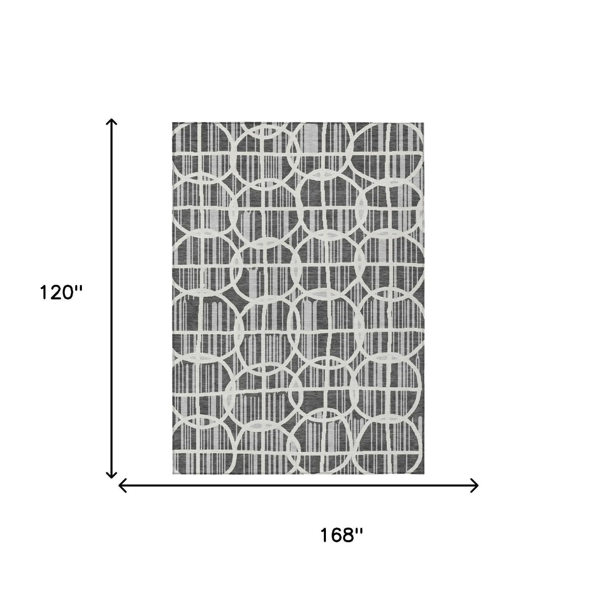 10' X 14' Graphite And Gray Geometric Washable Indoor Outdoor Area Rug Homeroots Outdoor