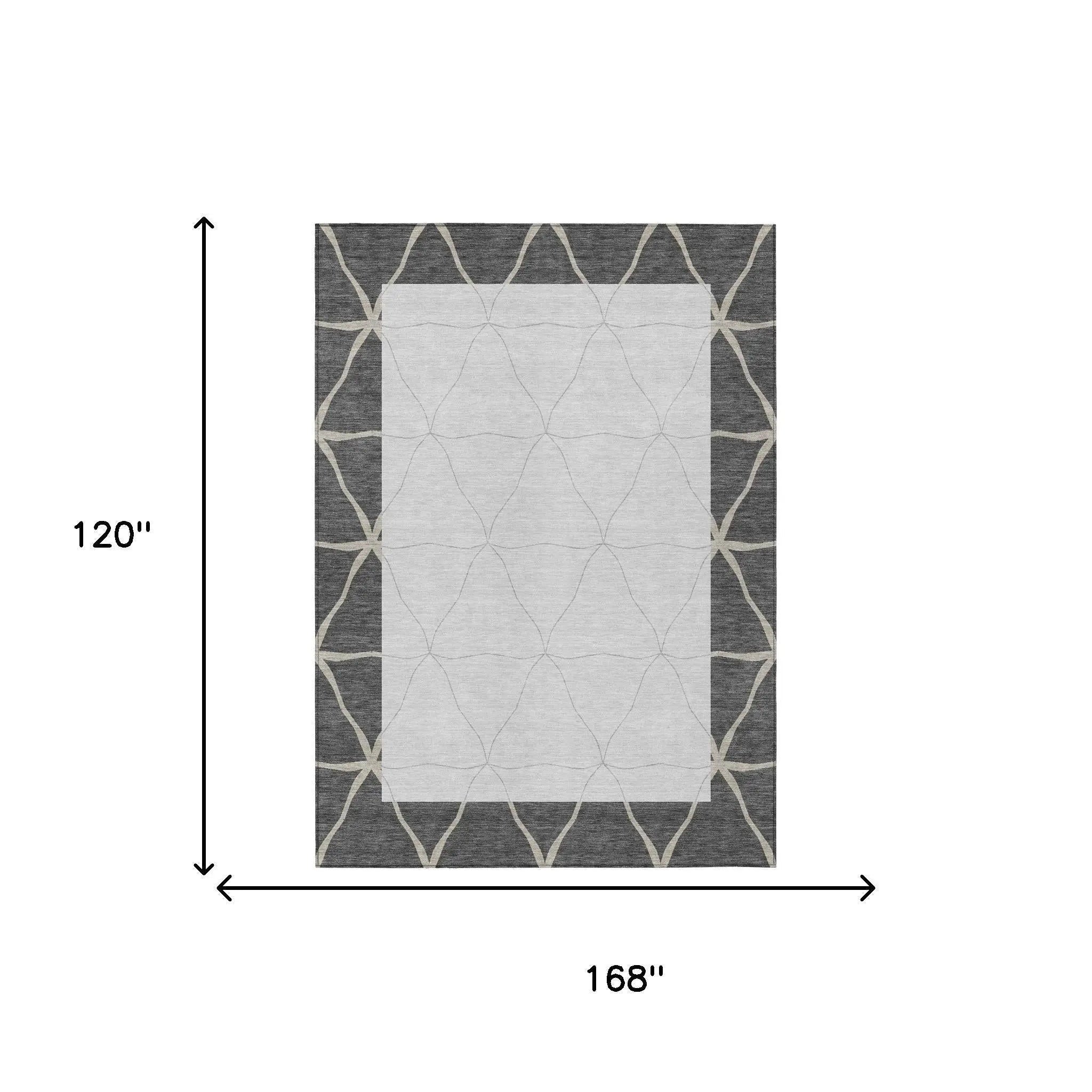 10' X 14' Graphite And Gray Geometric Washable Indoor Outdoor Area Rug Homeroots Outdoor