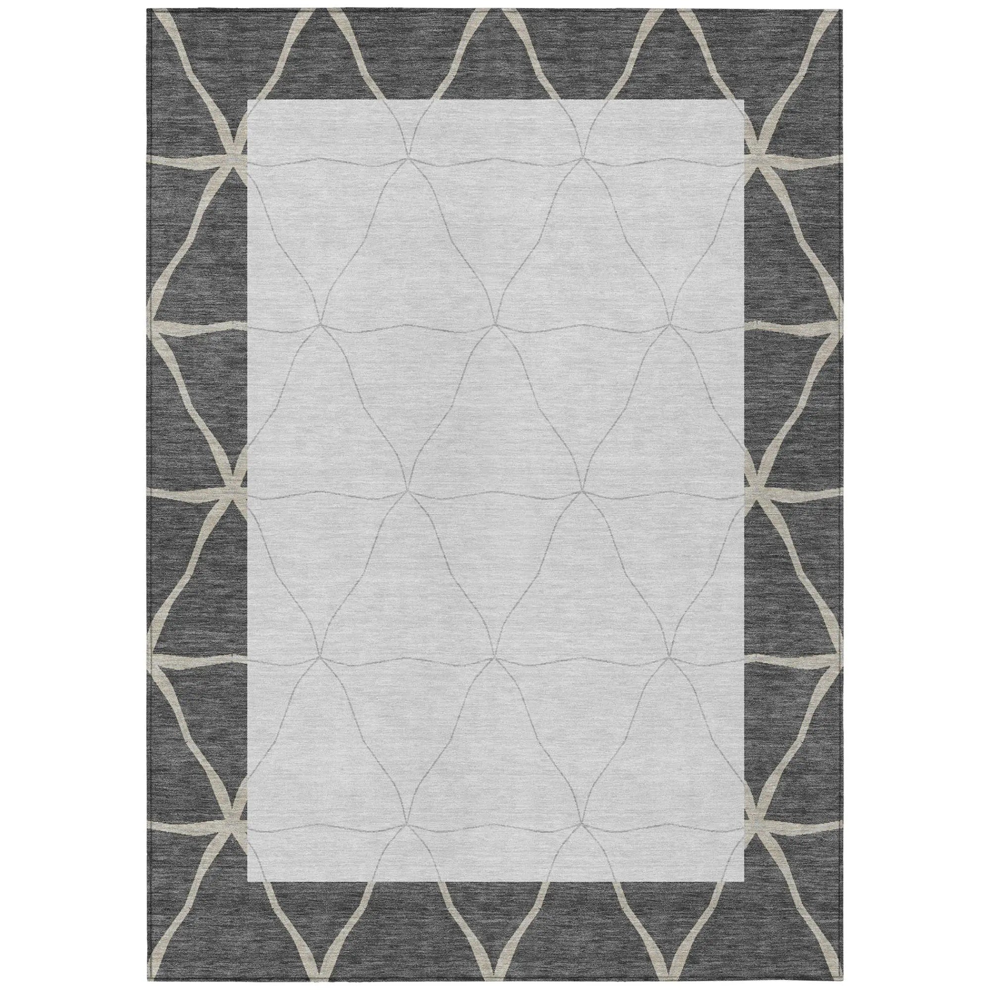 10' X 14' Graphite And Gray Geometric Washable Indoor Outdoor Area Rug Homeroots Outdoor