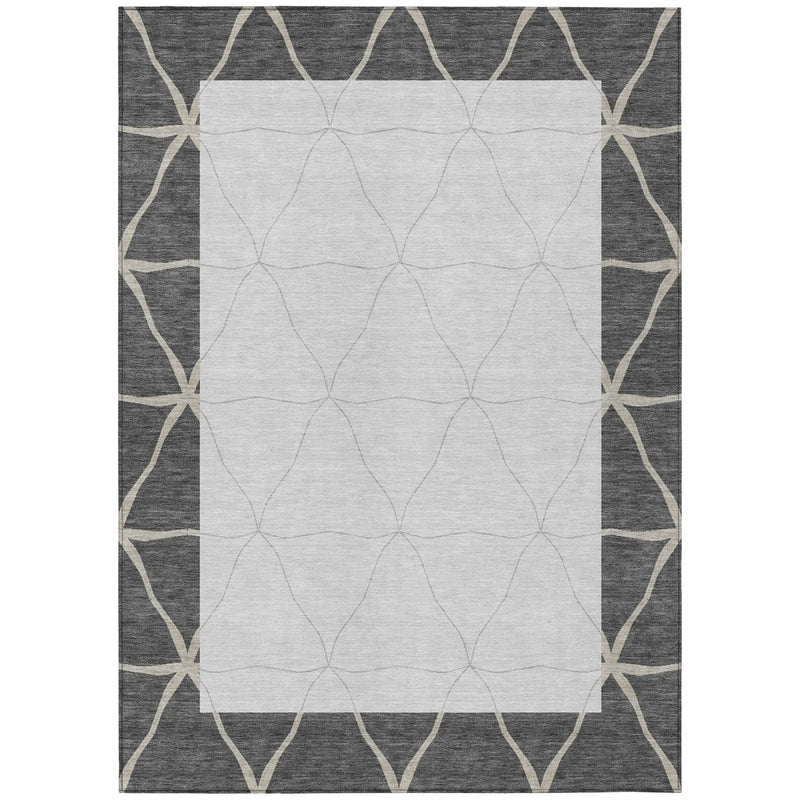 10' X 14' Graphite And Gray Geometric Washable Indoor Outdoor Area Rug Homeroots Outdoor