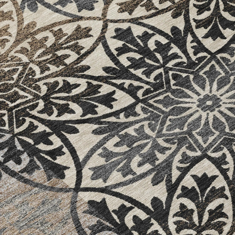 10' X 14' Graphite And Gray Oriental Washable Indoor Outdoor Area Rug Homeroots Outdoor