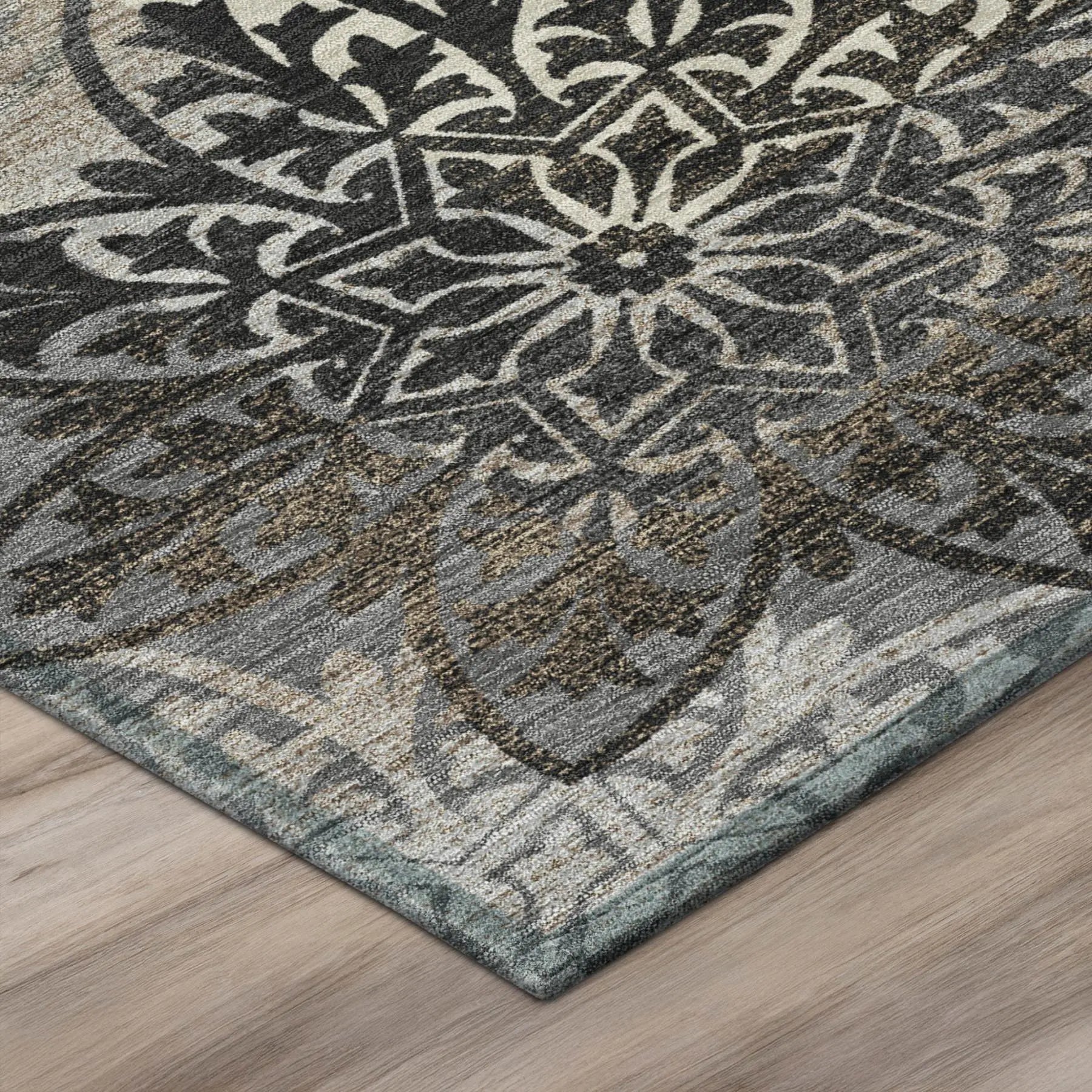 10' X 14' Graphite And Gray Oriental Washable Indoor Outdoor Area Rug Homeroots Outdoor