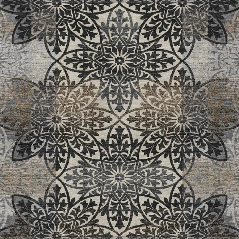 10' X 14' Graphite And Gray Oriental Washable Indoor Outdoor Area Rug Homeroots Outdoor