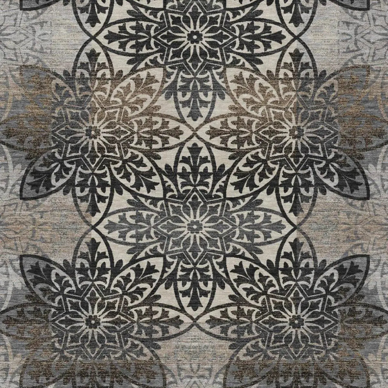 10' X 14' Graphite And Gray Oriental Washable Indoor Outdoor Area Rug Homeroots Outdoor