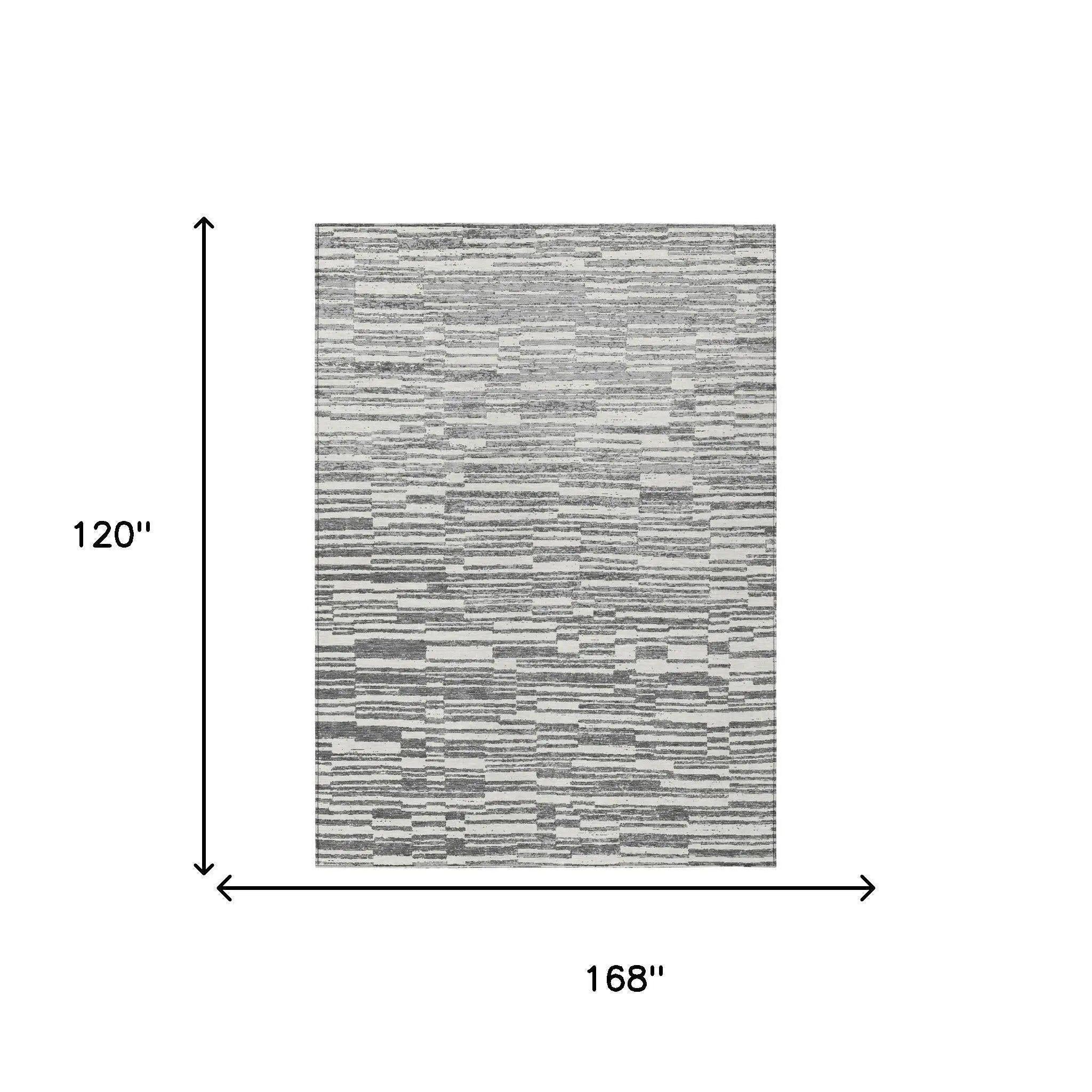 10' X 14' Graphite And Gray Striped Washable Indoor Outdoor Area Rug Homeroots Outdoor