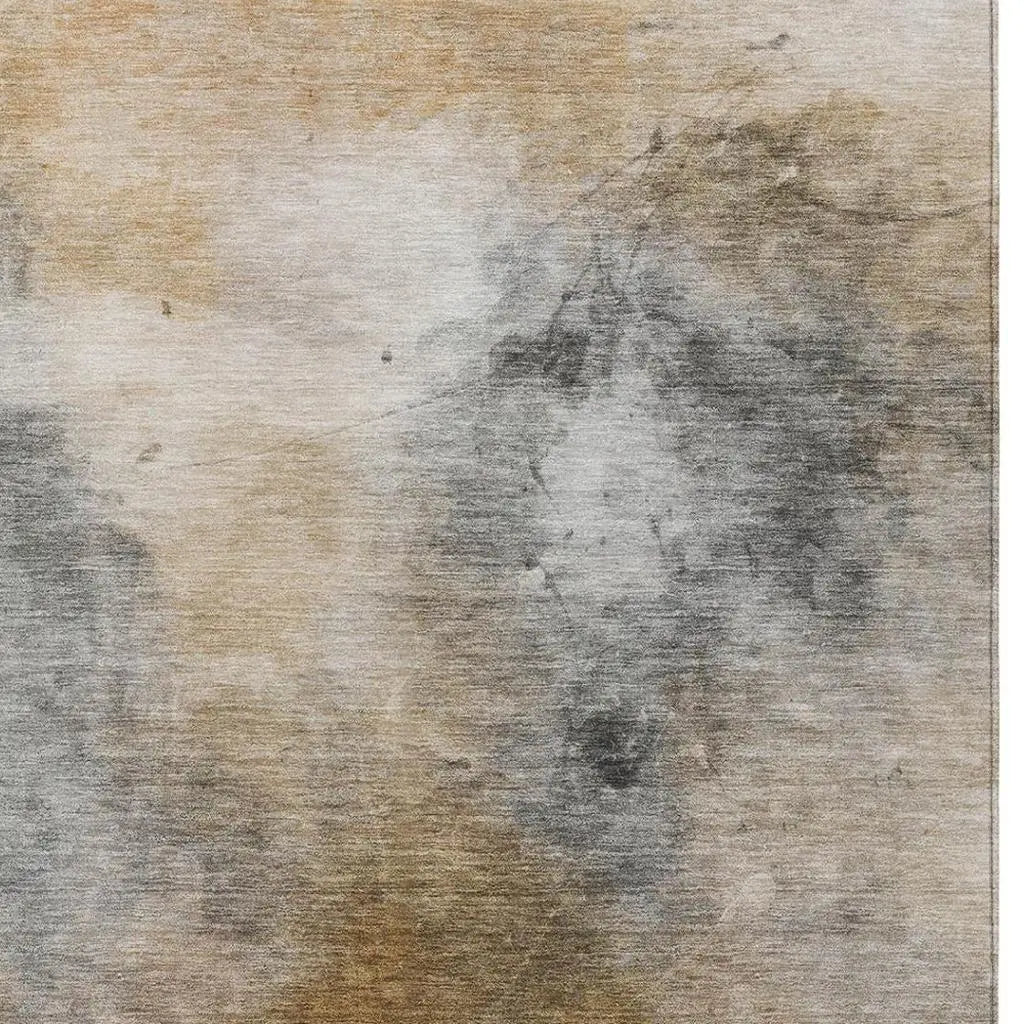 10' X 14' Gray And Beige Abstract Washable Indoor Outdoor Area Rug Homeroots Outdoor