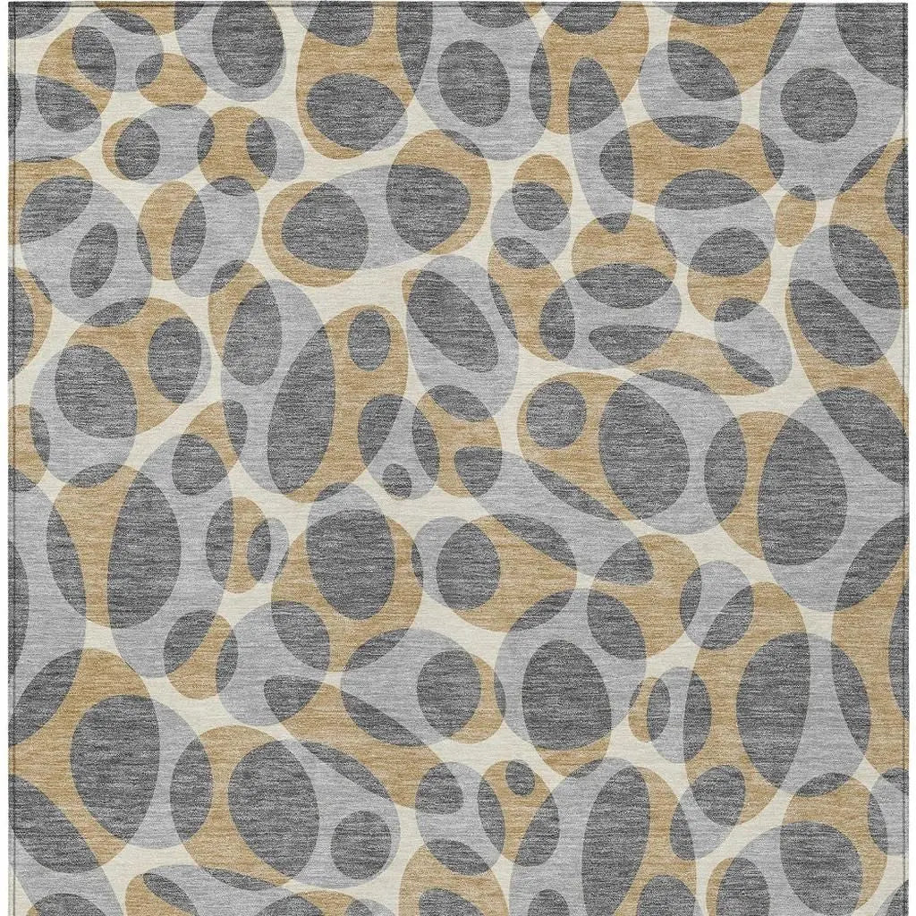 10' X 14' Gray And Beige Abstract Washable Indoor Outdoor Area Rug Homeroots Outdoor