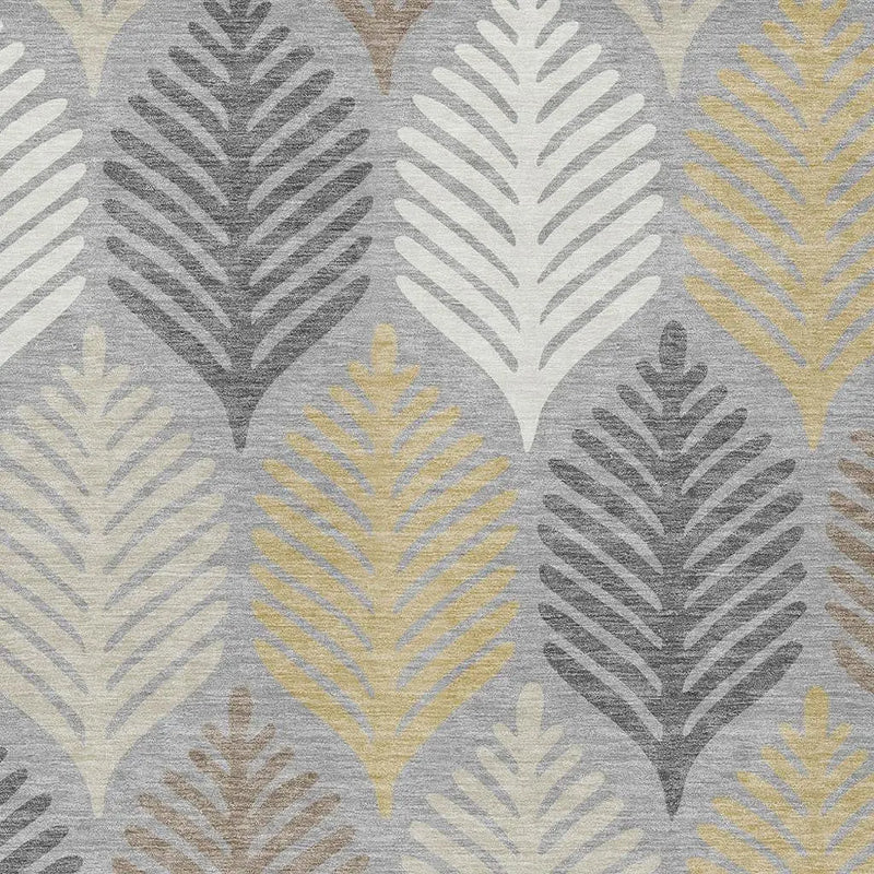 10' X 14' Gray And Beige Floral Washable Indoor Outdoor Area Rug Homeroots Outdoor