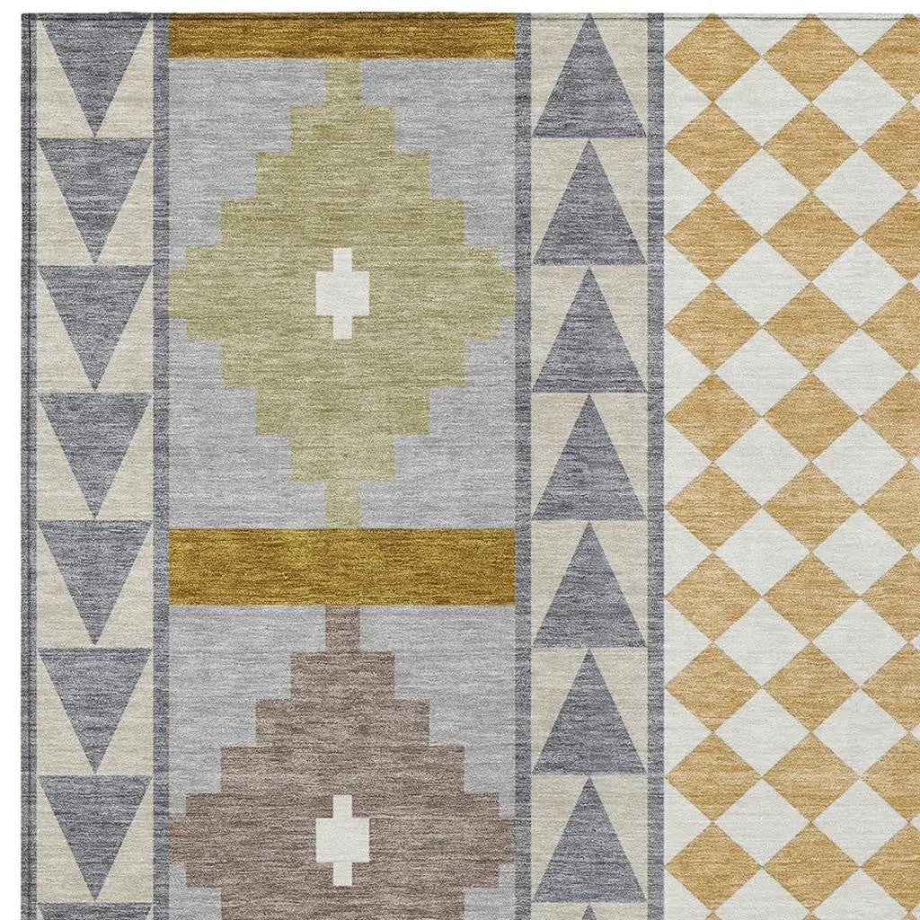 10' X 14' Gray And Beige Southwestern Washable Indoor Outdoor Area Rug Homeroots Outdoor