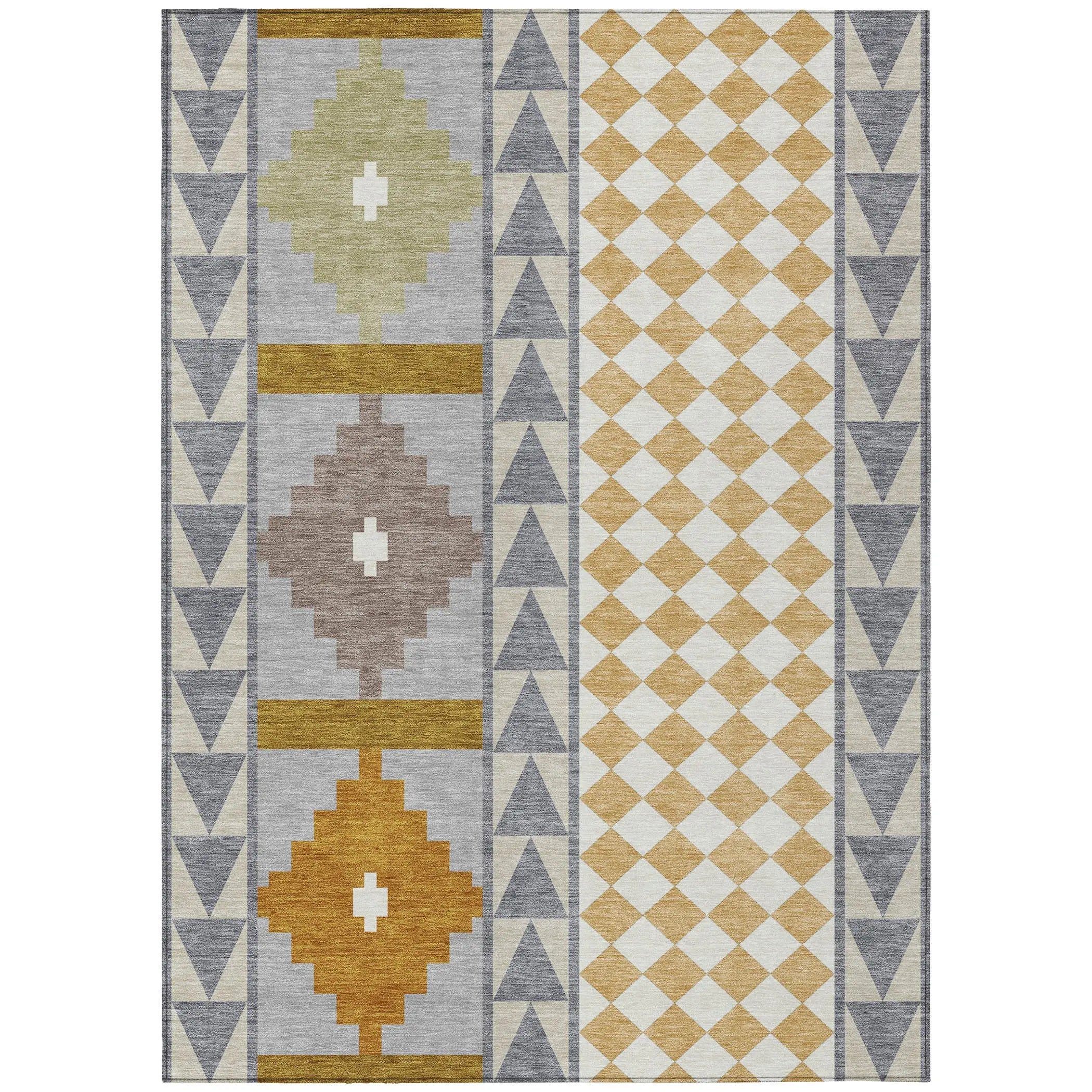 10' X 14' Gray And Beige Southwestern Washable Indoor Outdoor Area Rug Homeroots Outdoor