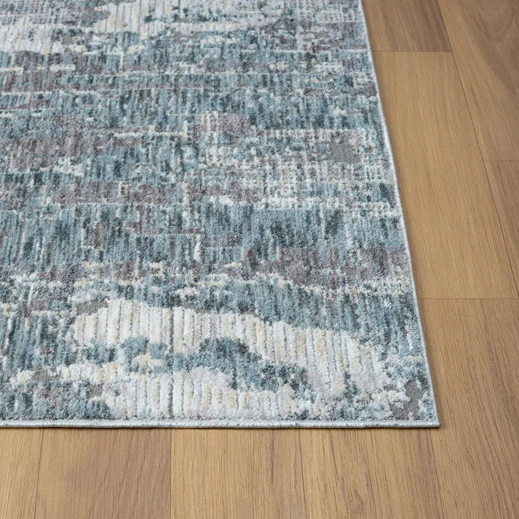 10' X 14' Gray And Blue Abstract Washable Area Rug Homeroots Home Decor