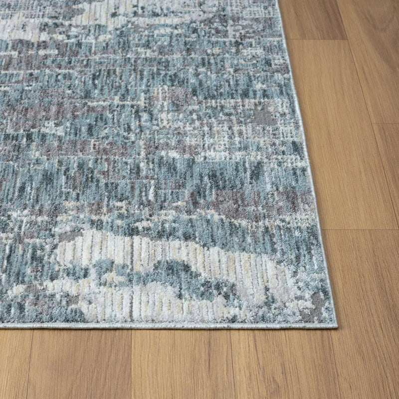 10' X 14' Gray And Blue Abstract Washable Area Rug Homeroots Home Decor