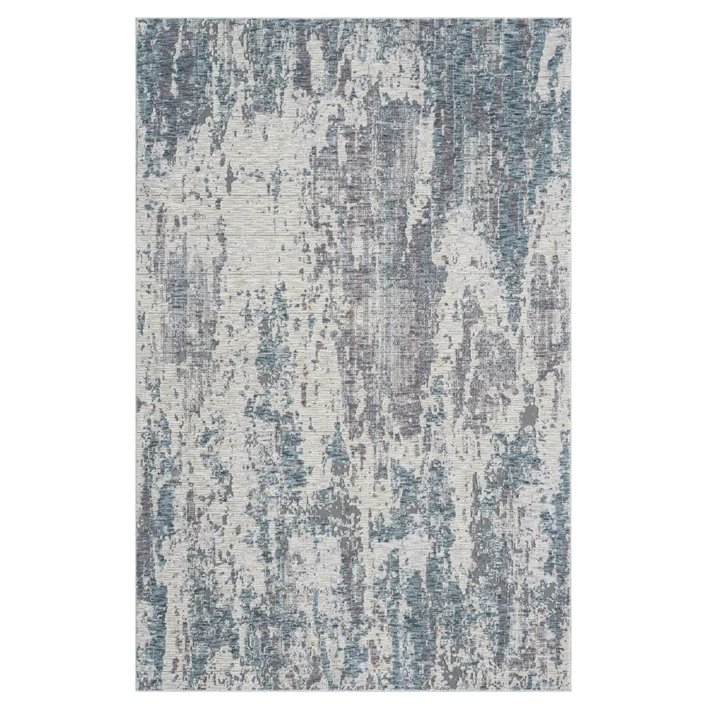 10' X 14' Gray And Blue Abstract Washable Area Rug Homeroots Home Decor