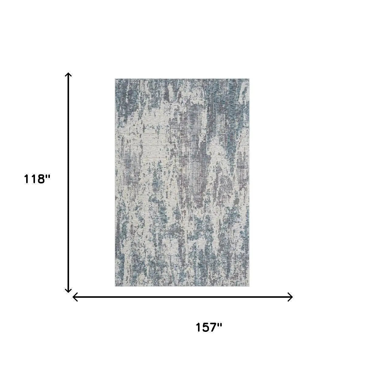 10' X 14' Gray And Blue Abstract Washable Area Rug Homeroots Home Decor