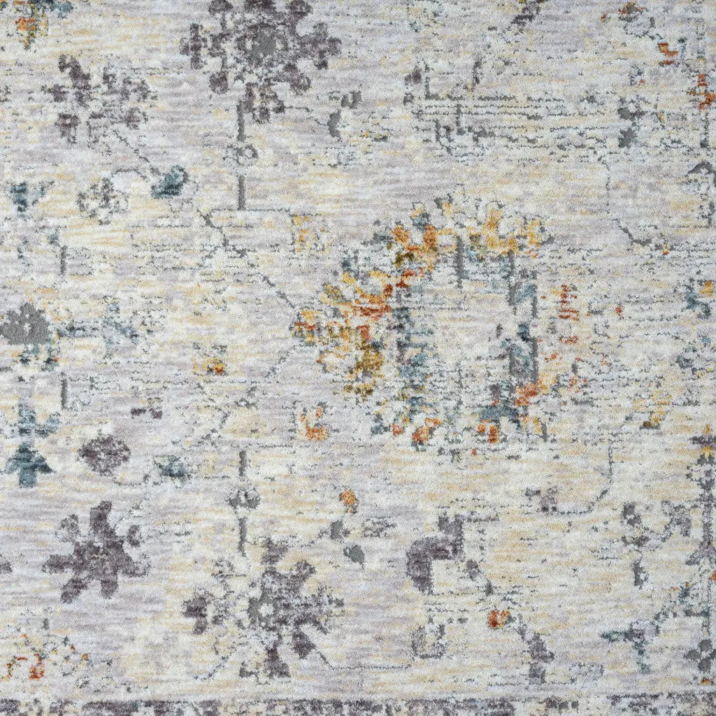 10' X 14' Gray And Blue Floral Area Rug Homeroots Home Decor