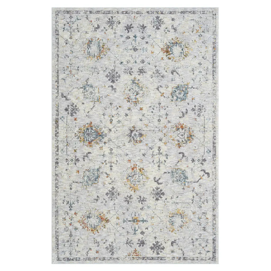10' X 14' Gray And Blue Floral Area Rug Homeroots Home Decor