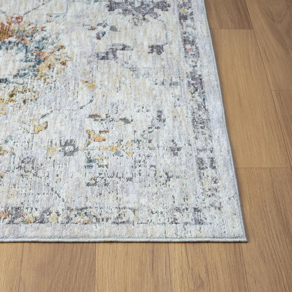 10' X 14' Gray And Blue Floral Area Rug Homeroots Home Decor