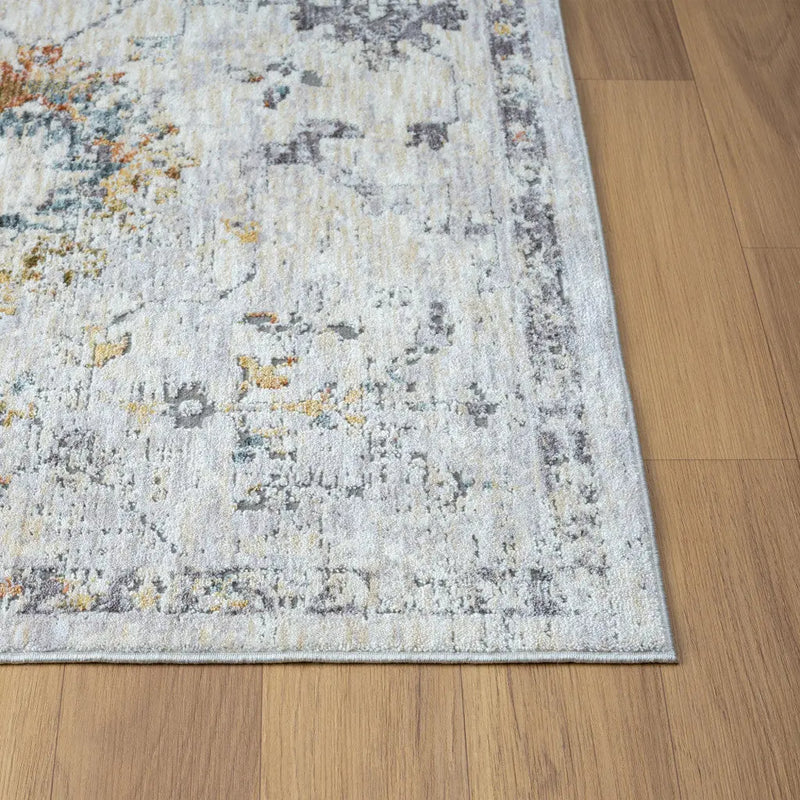 10' X 14' Gray And Blue Floral Area Rug Homeroots Home Decor