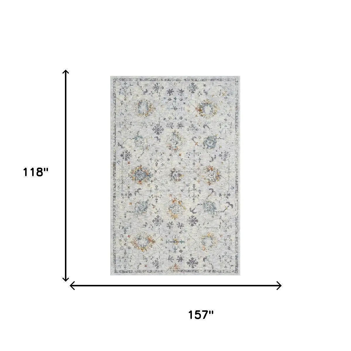 10' X 14' Gray And Blue Floral Area Rug Homeroots Home Decor