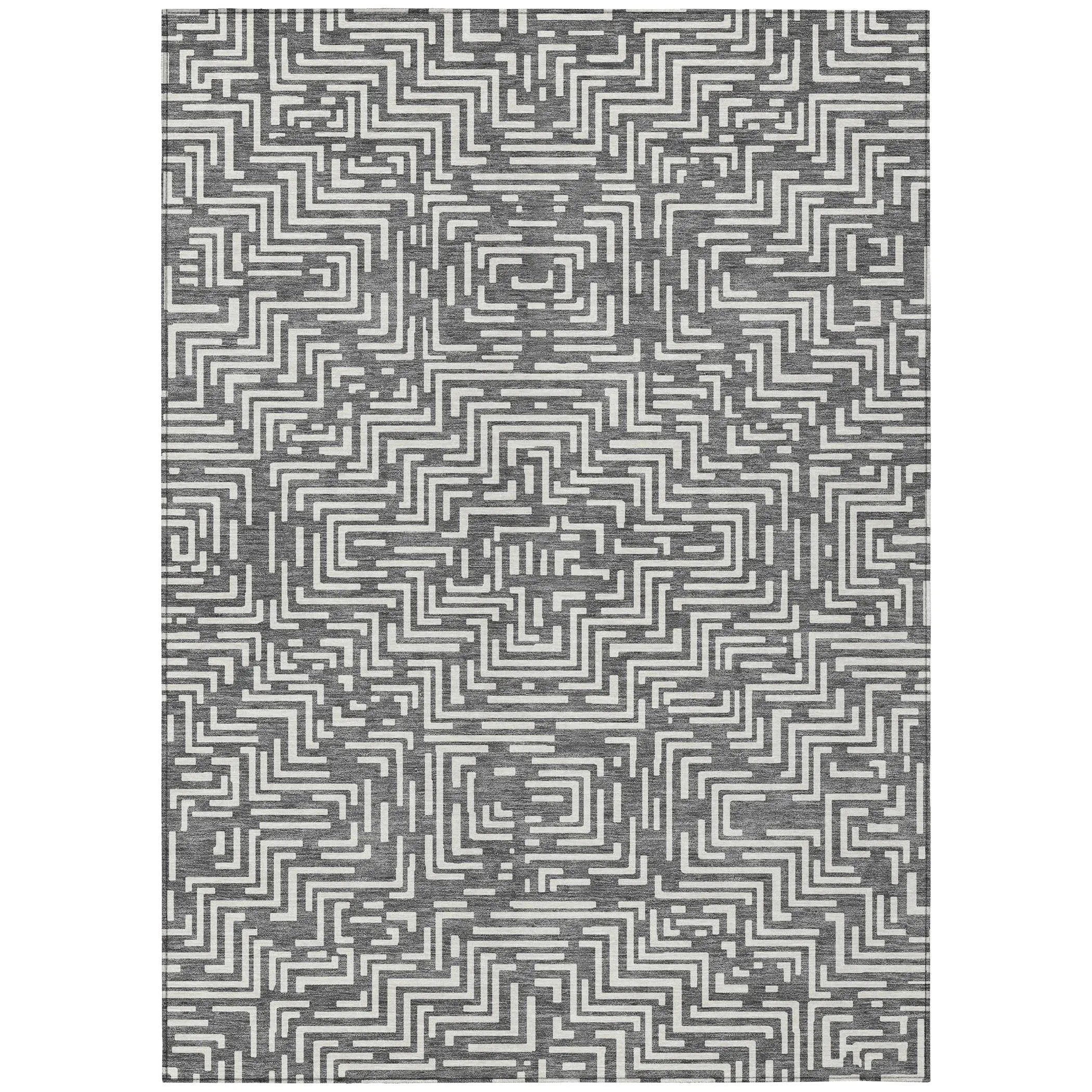 10' X 14' Gray And Brown Geometric Washable Indoor Outdoor Area Rug Homeroots Outdoor