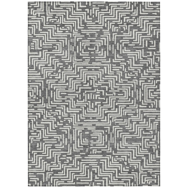 10' X 14' Gray And Brown Geometric Washable Indoor Outdoor Area Rug Homeroots Outdoor