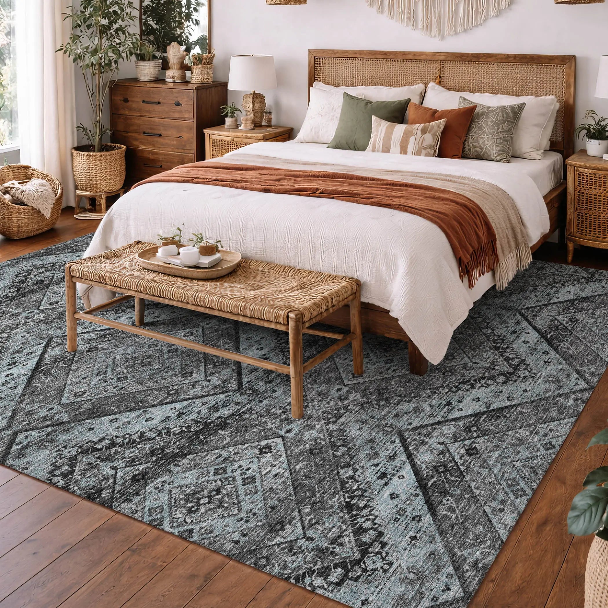 10' X 14' Gray And Brown Tribal Washable Indoor Outdoor Area Rug Homeroots Outdoor